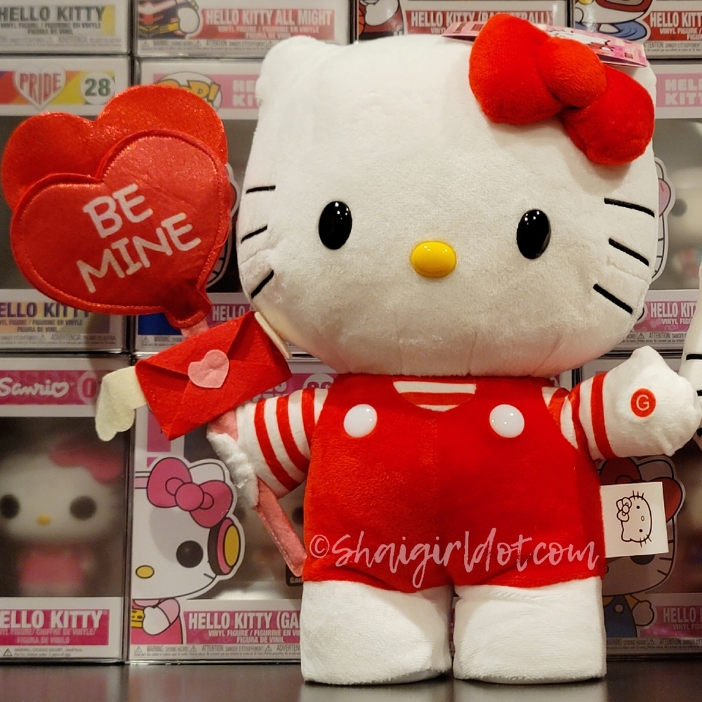 Hello Kitty Valentine's Side Stepper 12-in Red & White Animated Plush NWT!